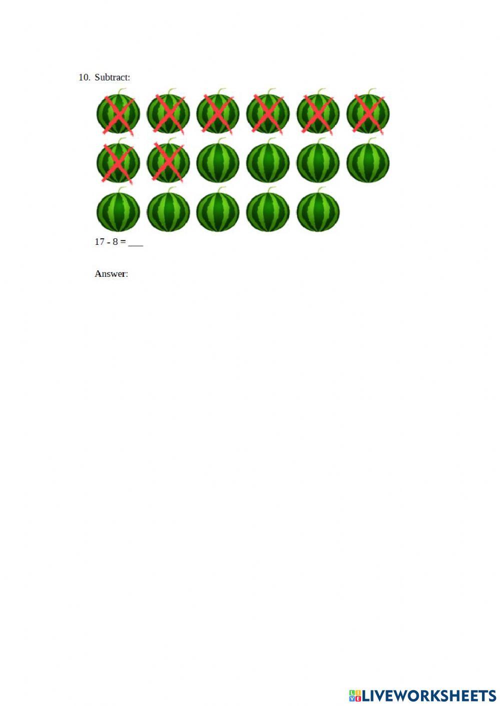 Subtracting by Crossing Out with Pictures
