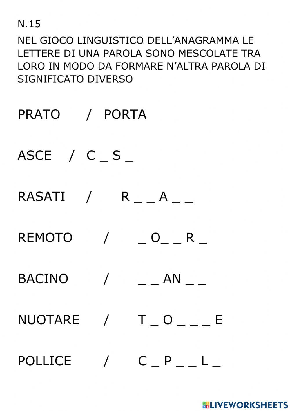 Anagramma activity | Live Worksheets