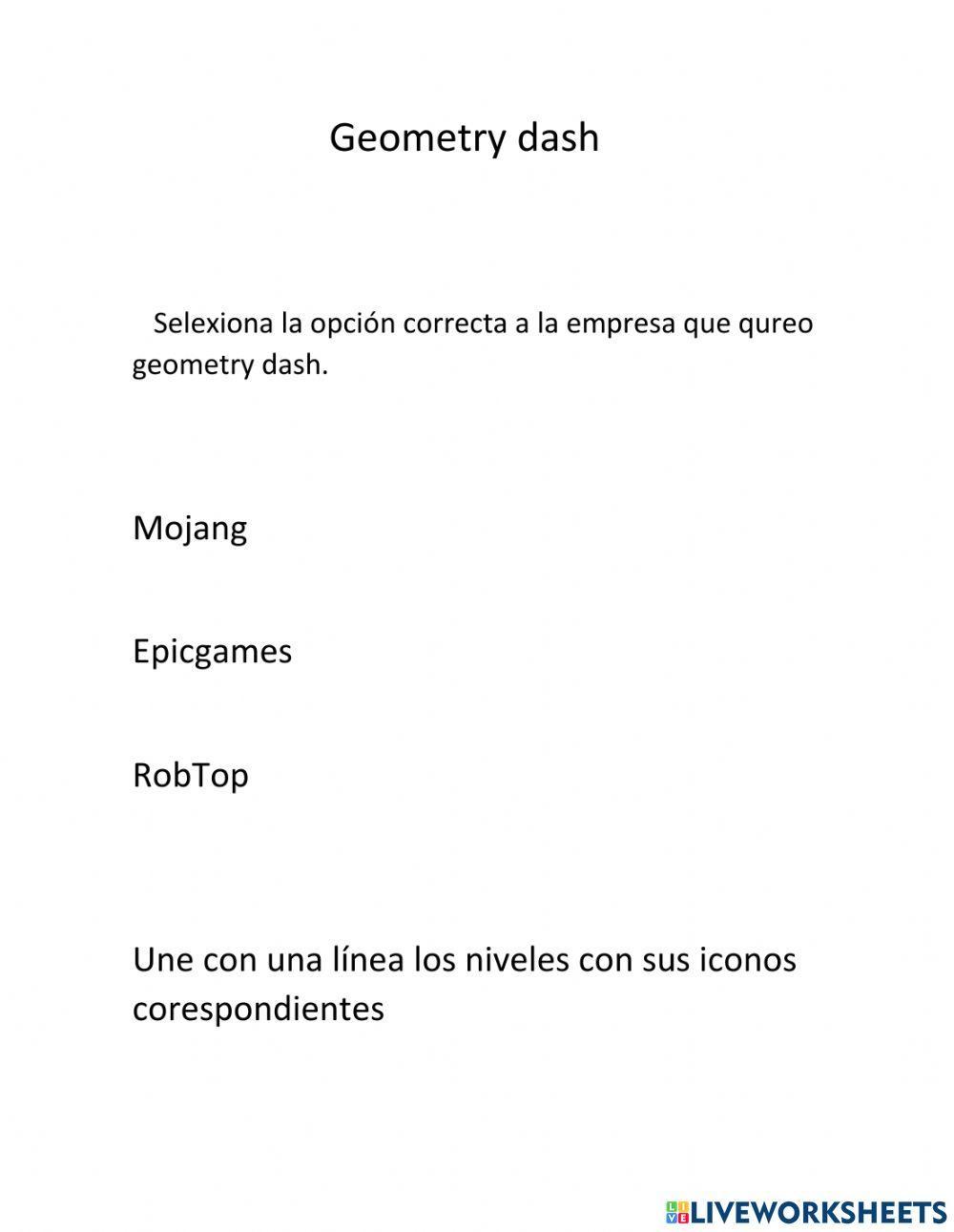 Geometry dash workseet worksheet | Live Worksheets