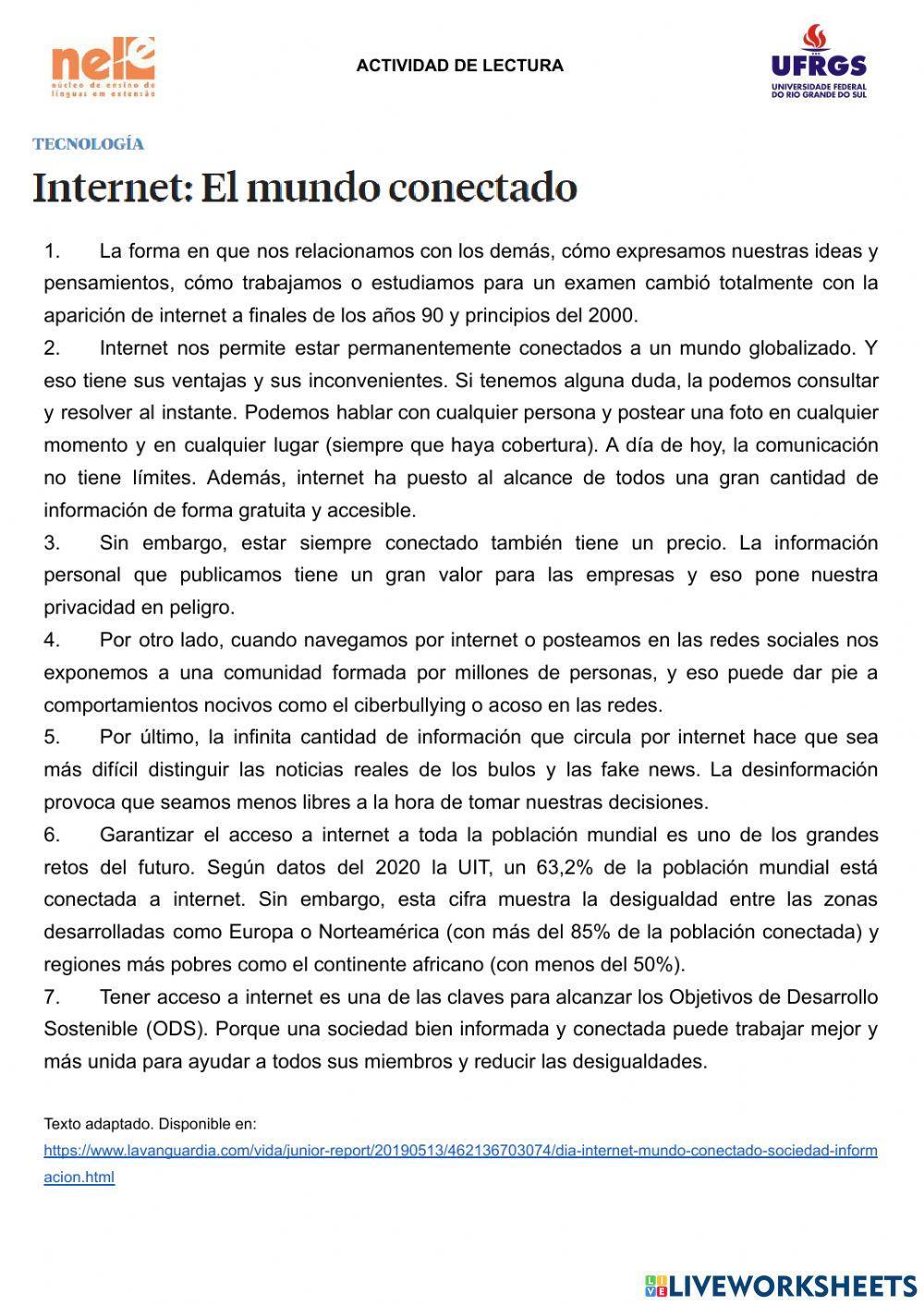 Comprensión lectora Medios de comunicación