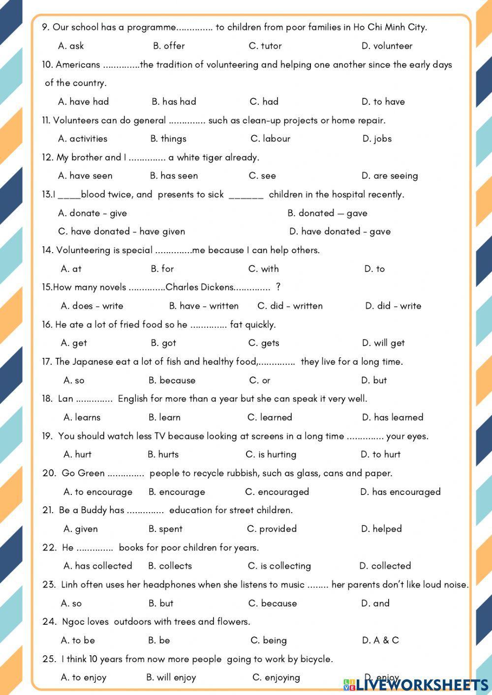 Worksheet 2-Unit 3-Grade 7