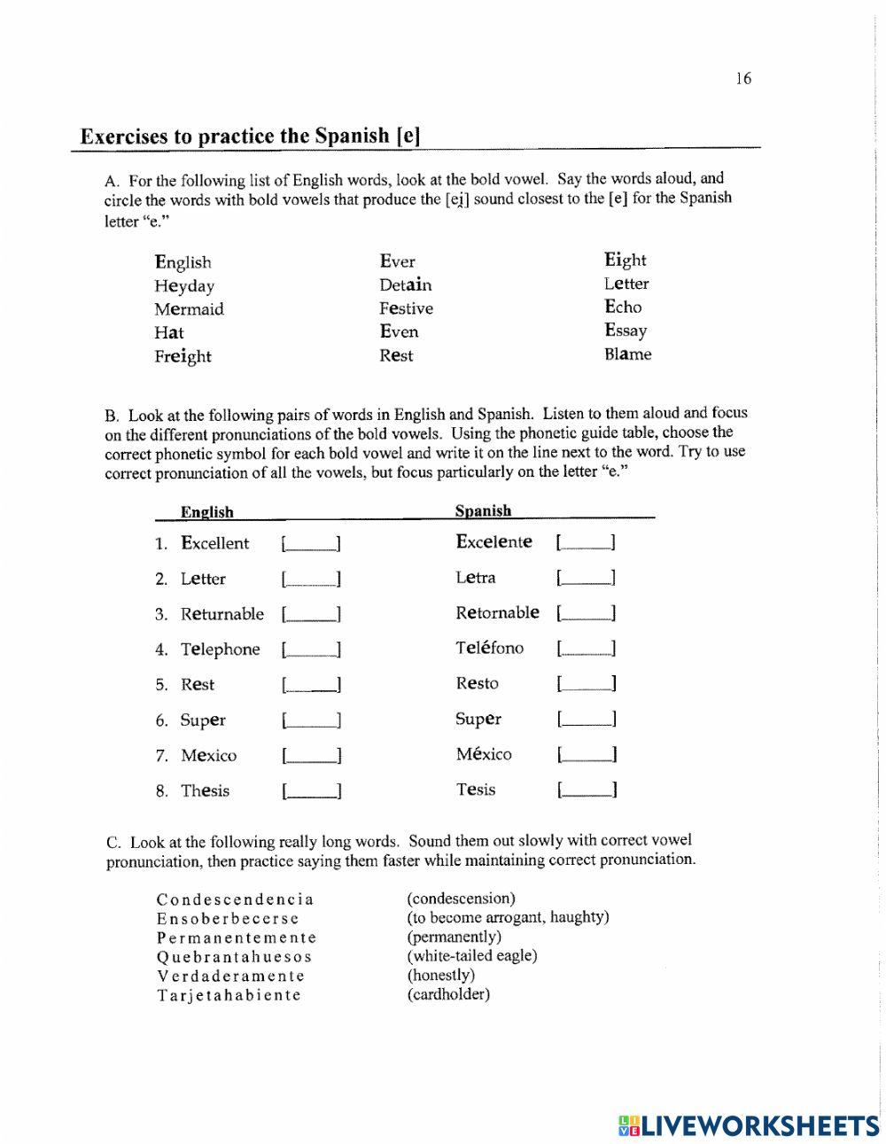 Fonetica: La vocal e