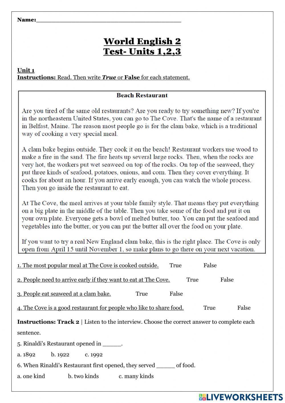 World English test 1,2,3