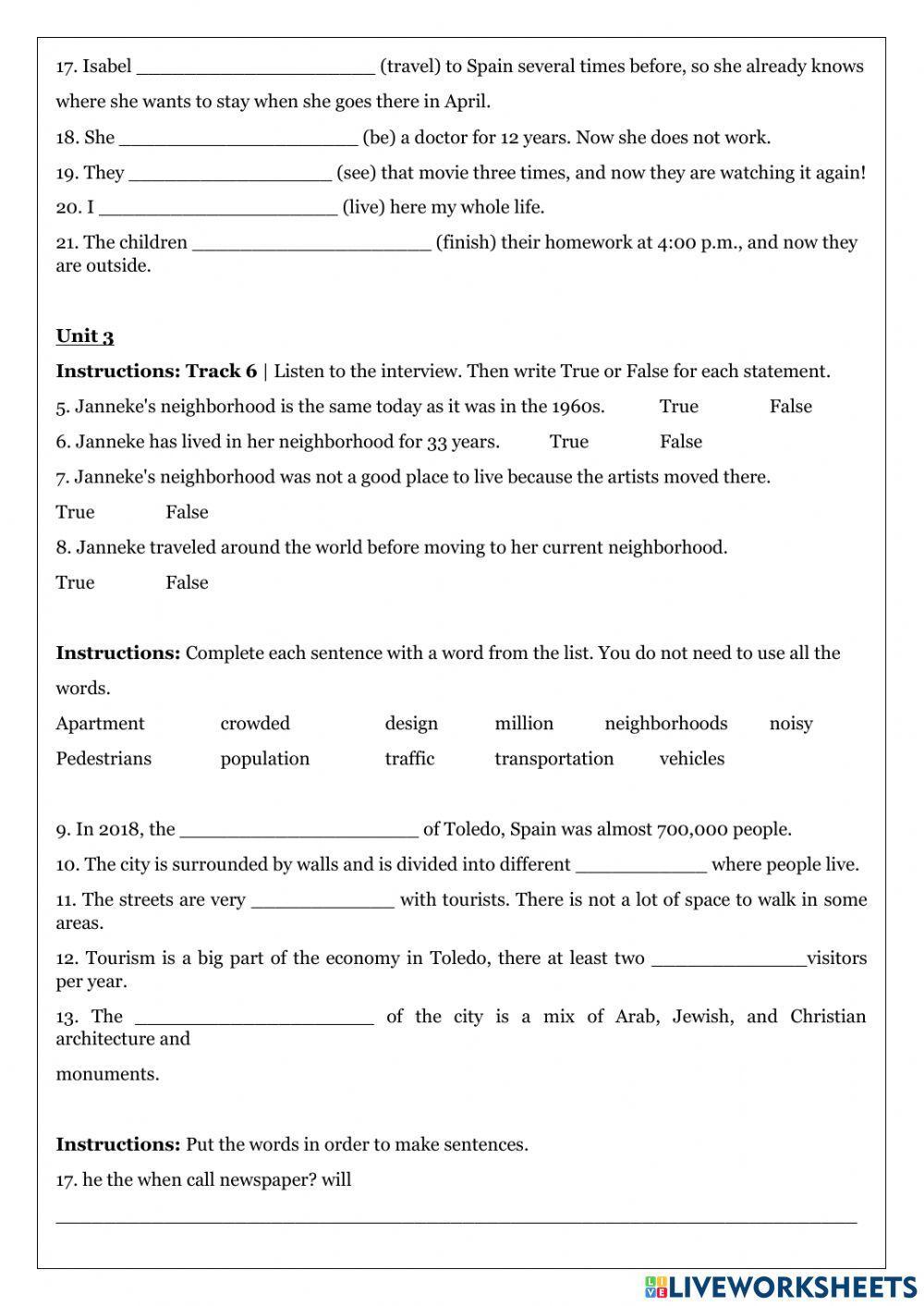 World English test 1,2,3