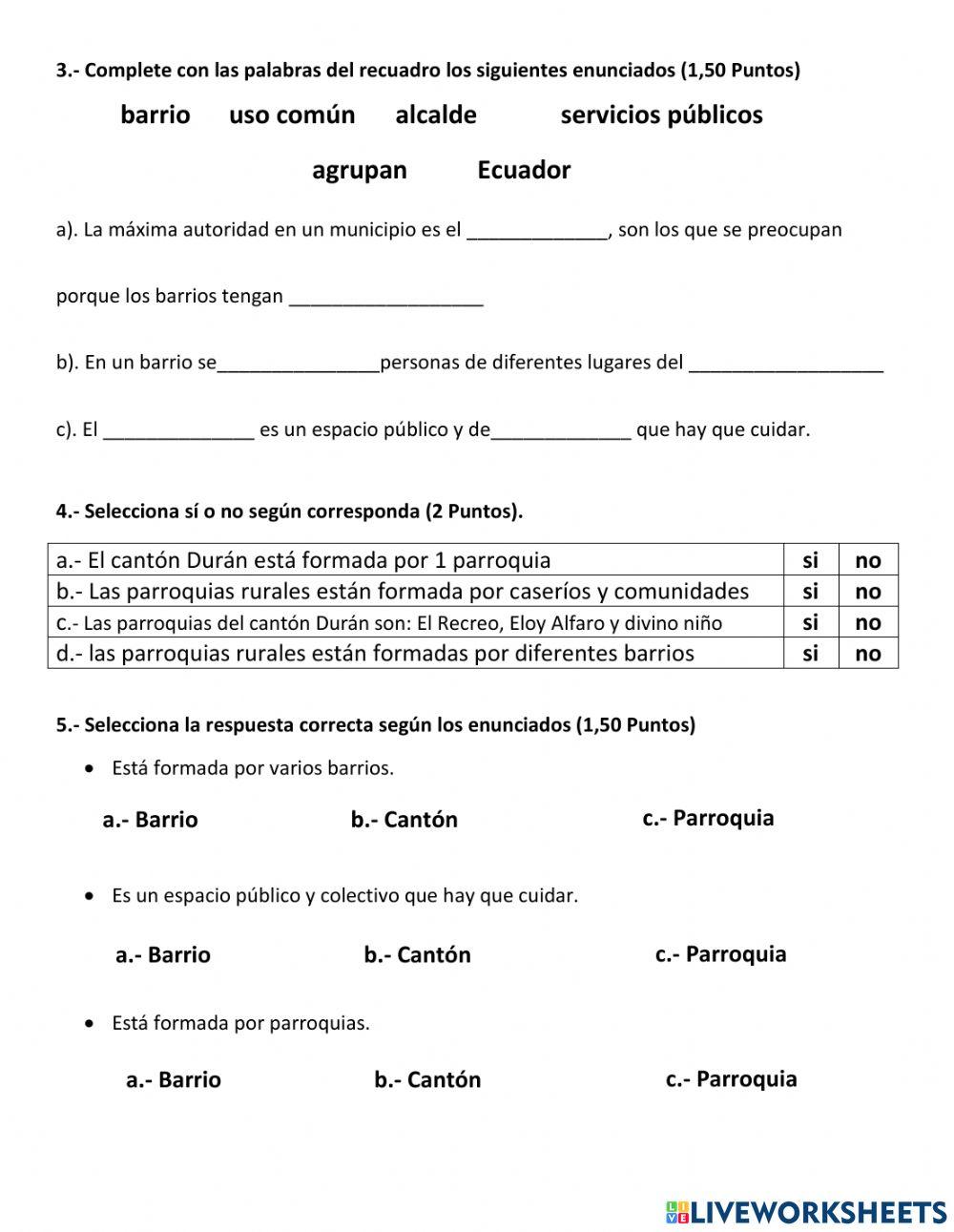 Examen del Primer Quimestre