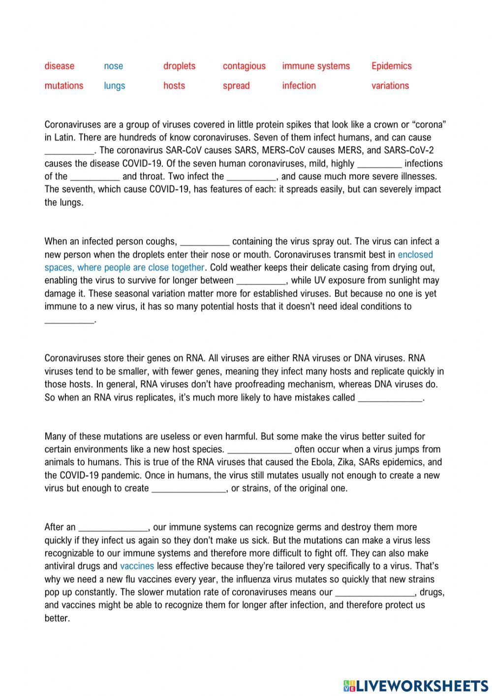 COVID-19 listening worksheet | Live Worksheets