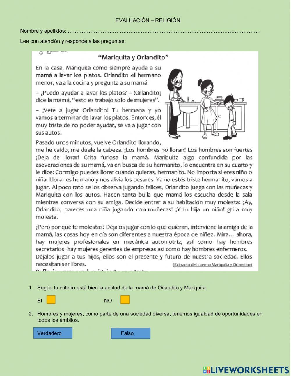 Evaluación religion