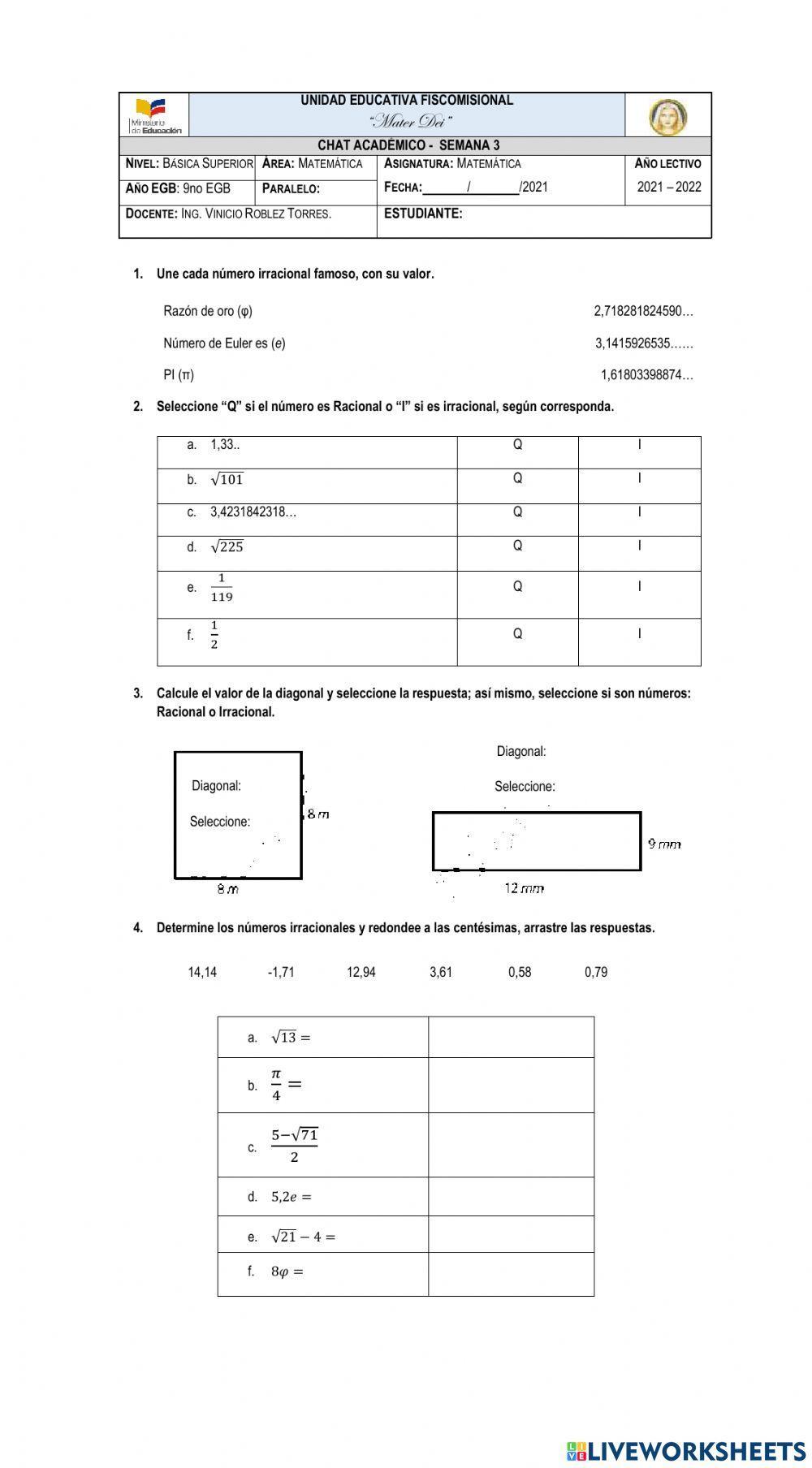 Números Irracionales