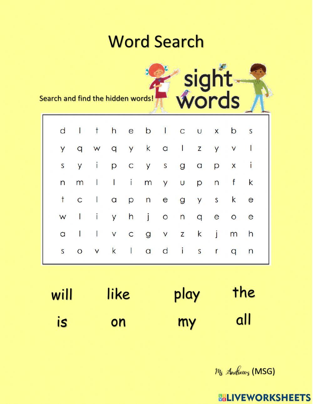 Word Search- Sight Words