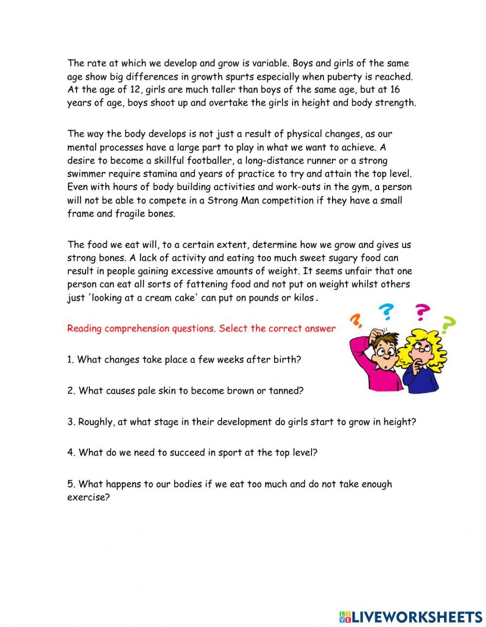 Describing people reading