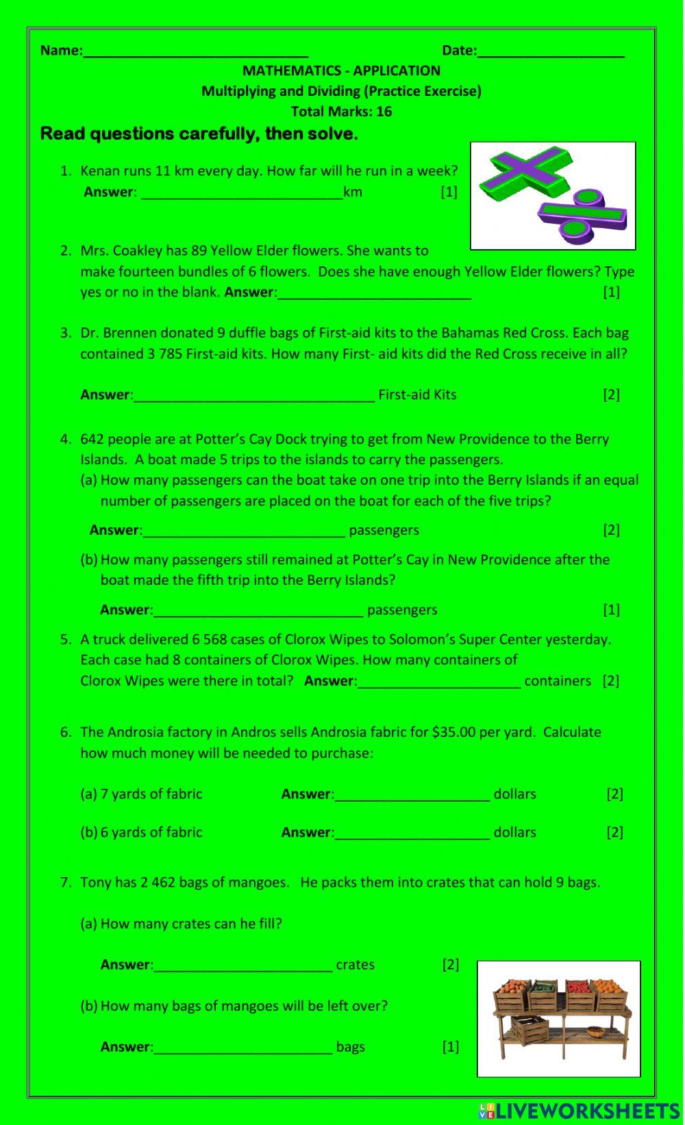 Multiplication and Division Word Problems