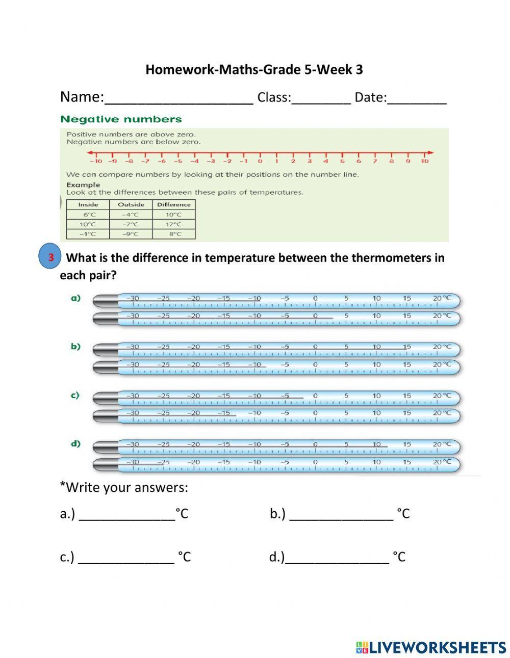 Grade 5-Homework- page 17-Week 3 worksheet | Live Worksheets