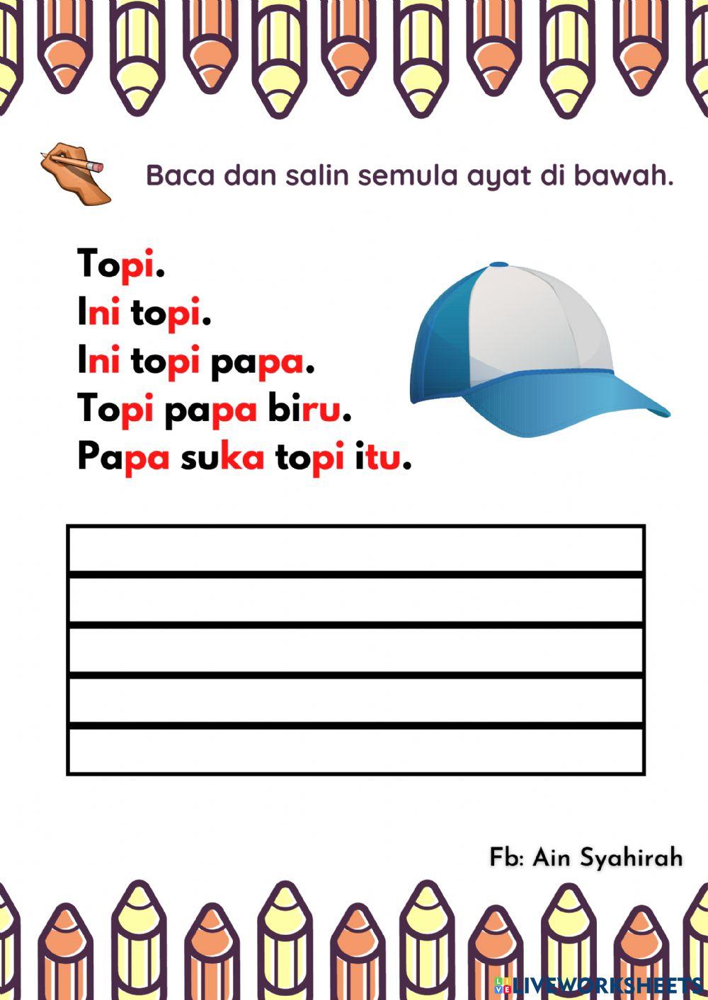 Baca dan Salin semula ayat