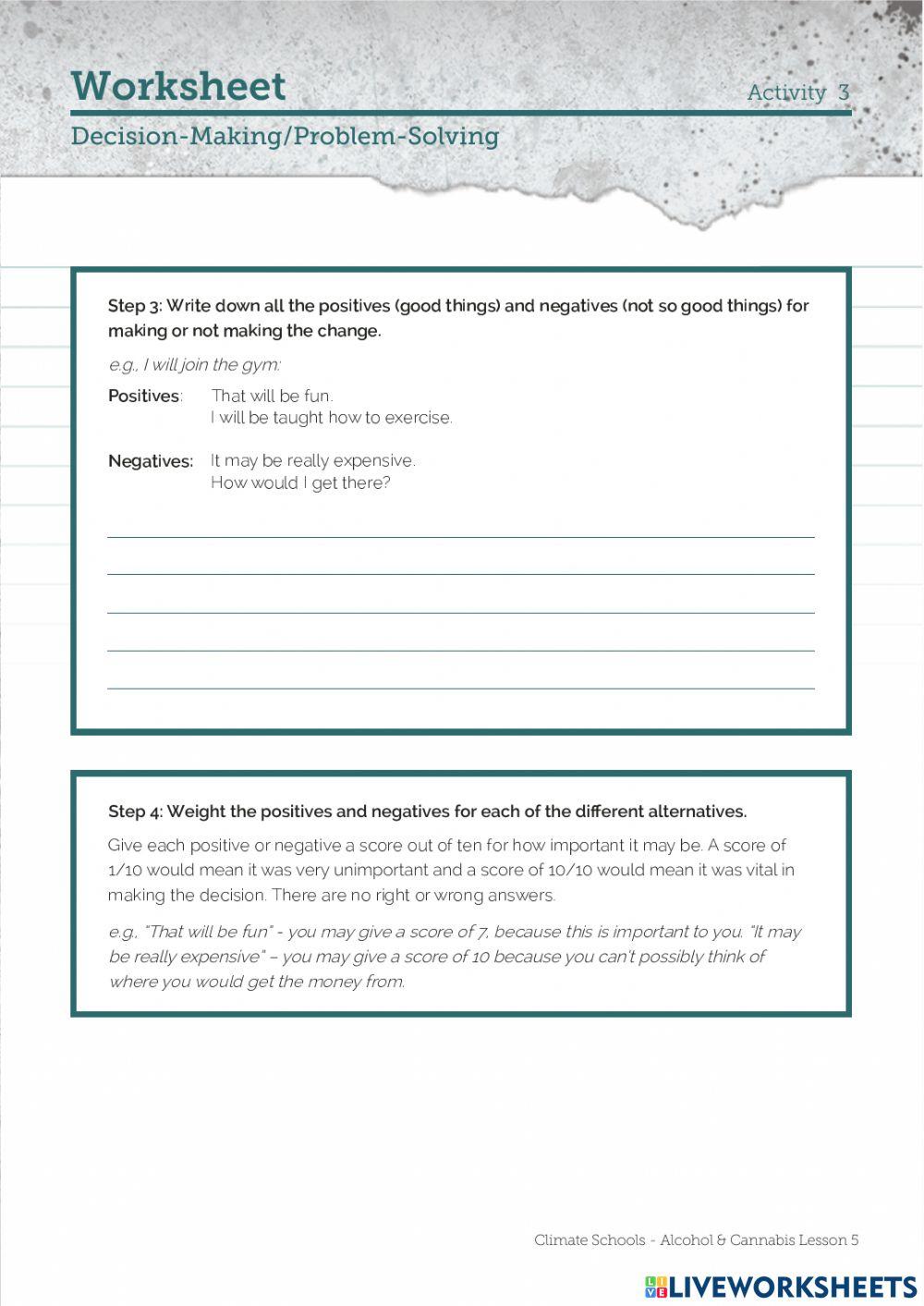 Year 7 Decision Making