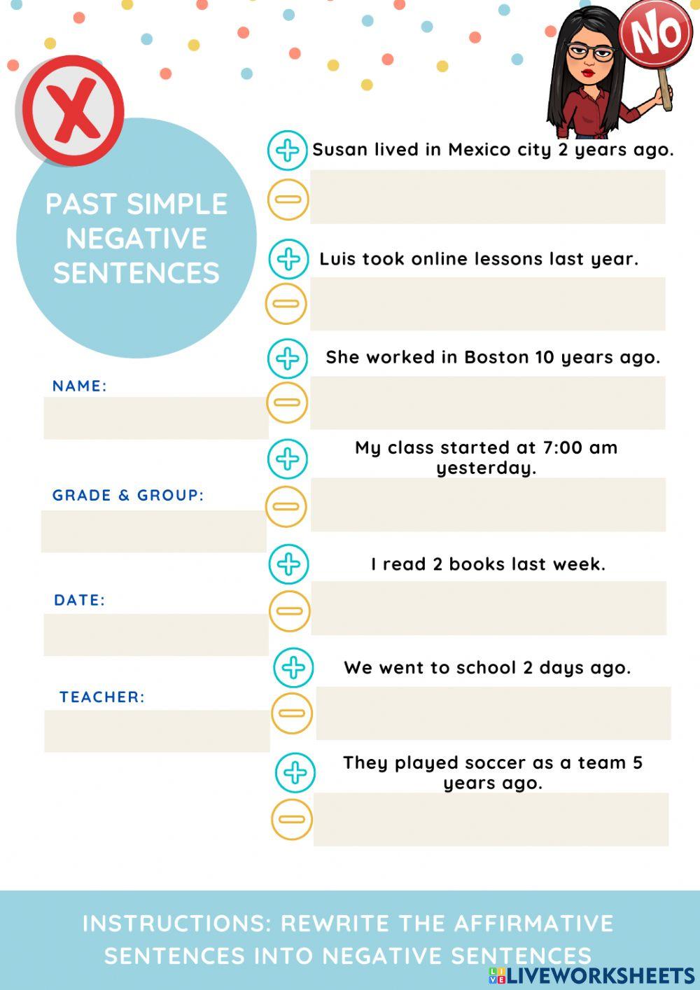 Negative sentences past simple