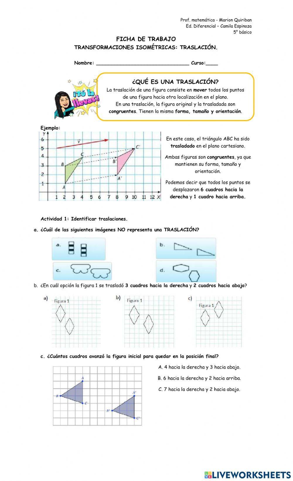 Transformación isométrica: traslación