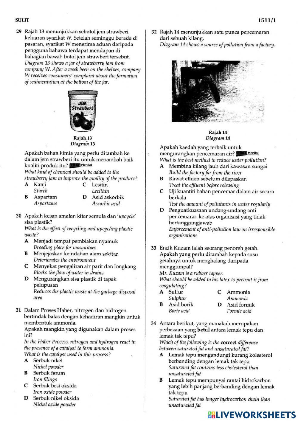 SAINS KSSM -  ILMU BAKTI KERTAS 1 SET 2