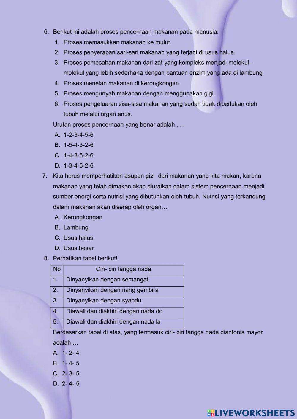 Evaluasi Kelas 5 Tema 3 Subtema 1 Pembelajaran 2