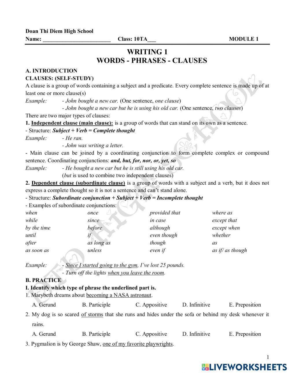 Writing module 1 Writing module 1