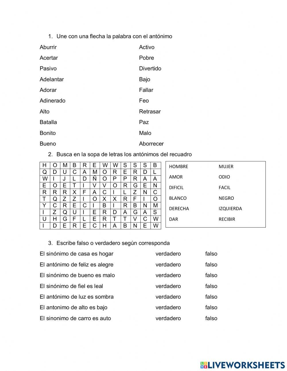 Sinonimos y antonimos