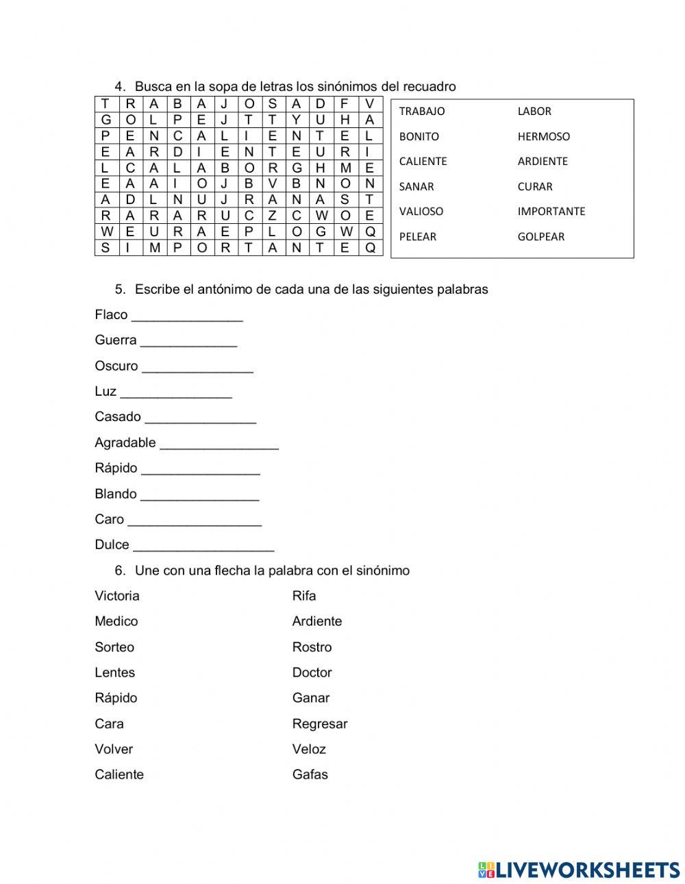 Sinonimos y antonimos