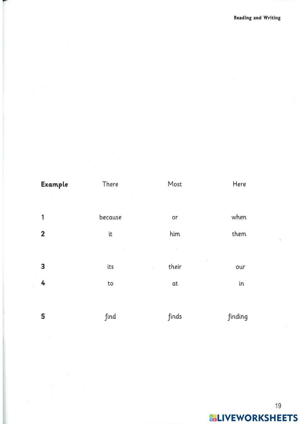 Movers Reading and Writing test