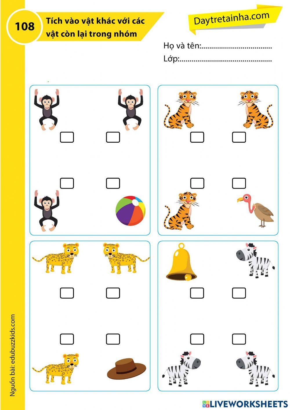 Tìm hình khác với hình còn lại