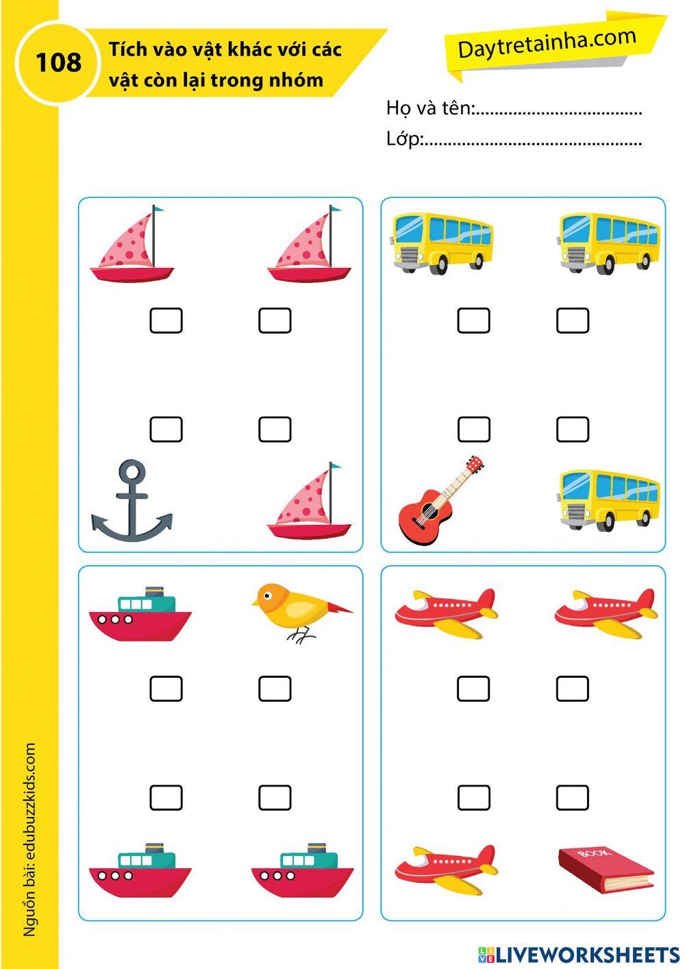 Tìm hình khác với hình còn lại