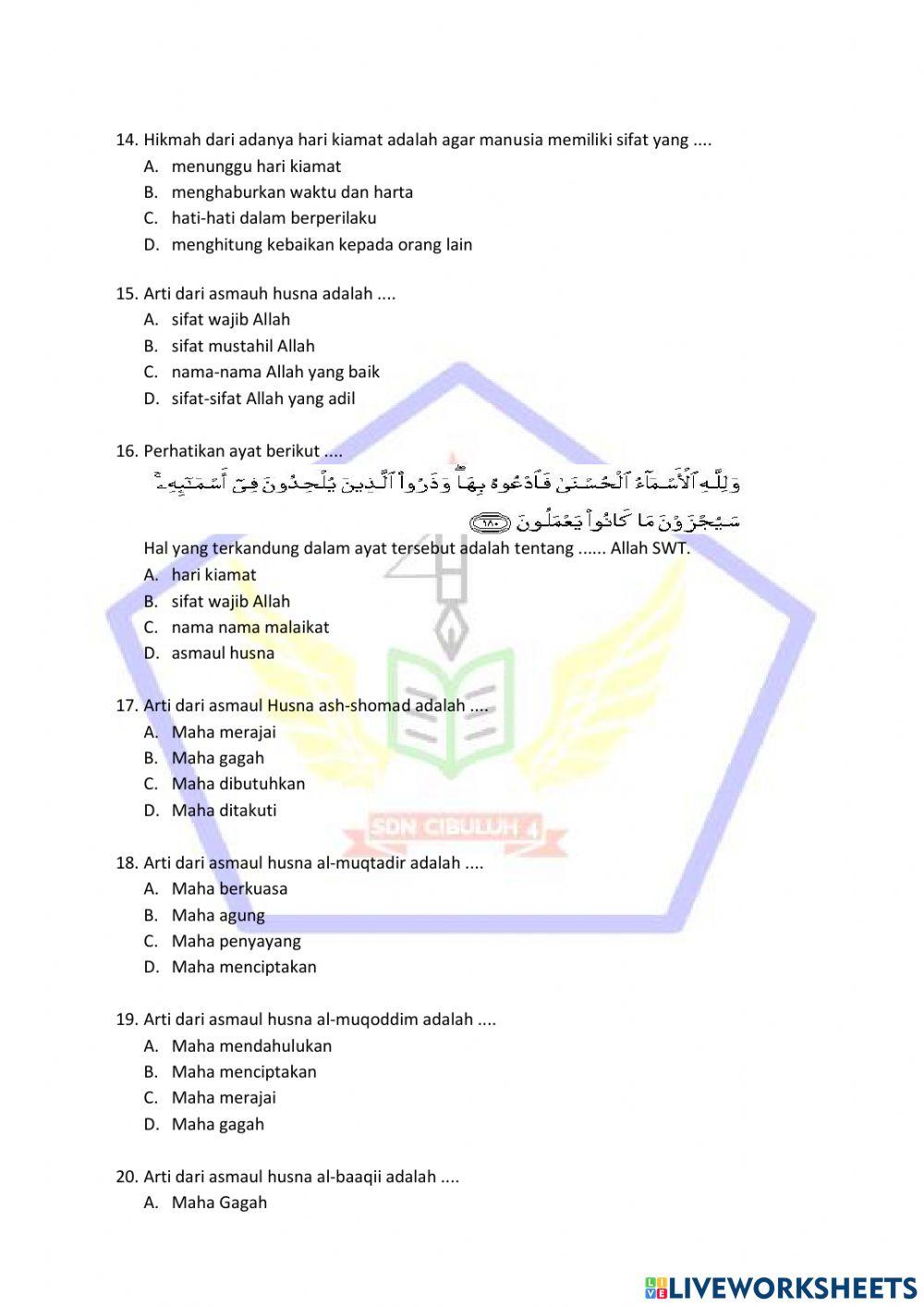 PTS Ganjil Pendidikan Agama Islam