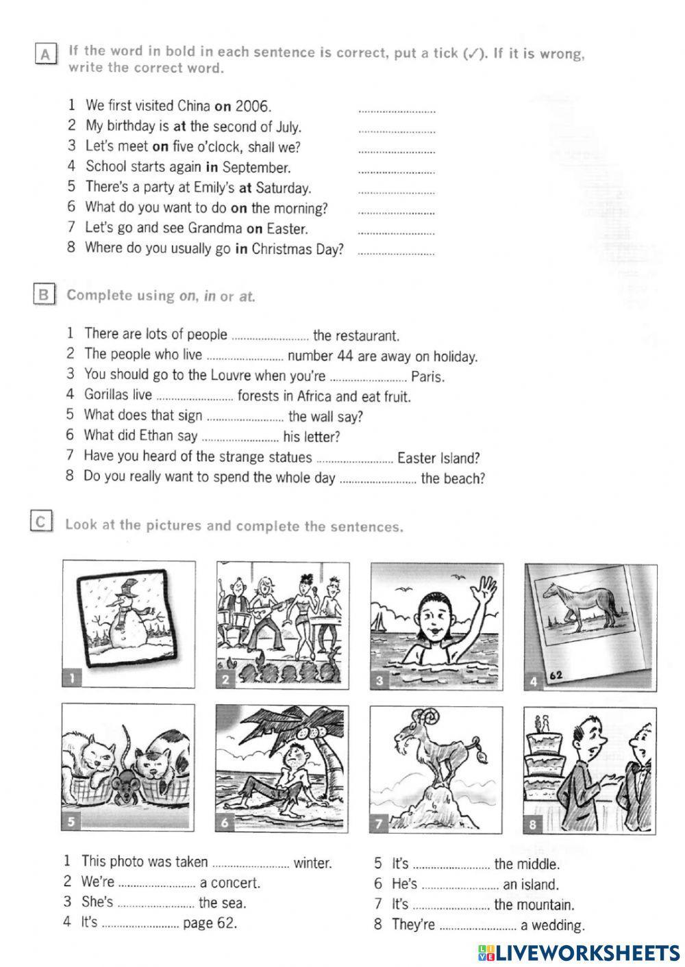 Prepositions of time and place