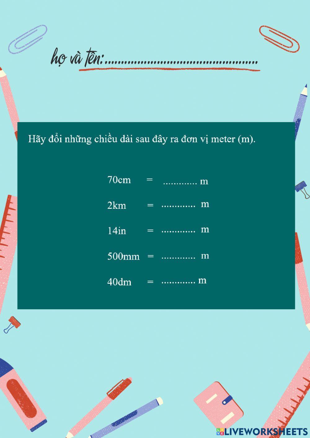 Đơn vị đo độ dài