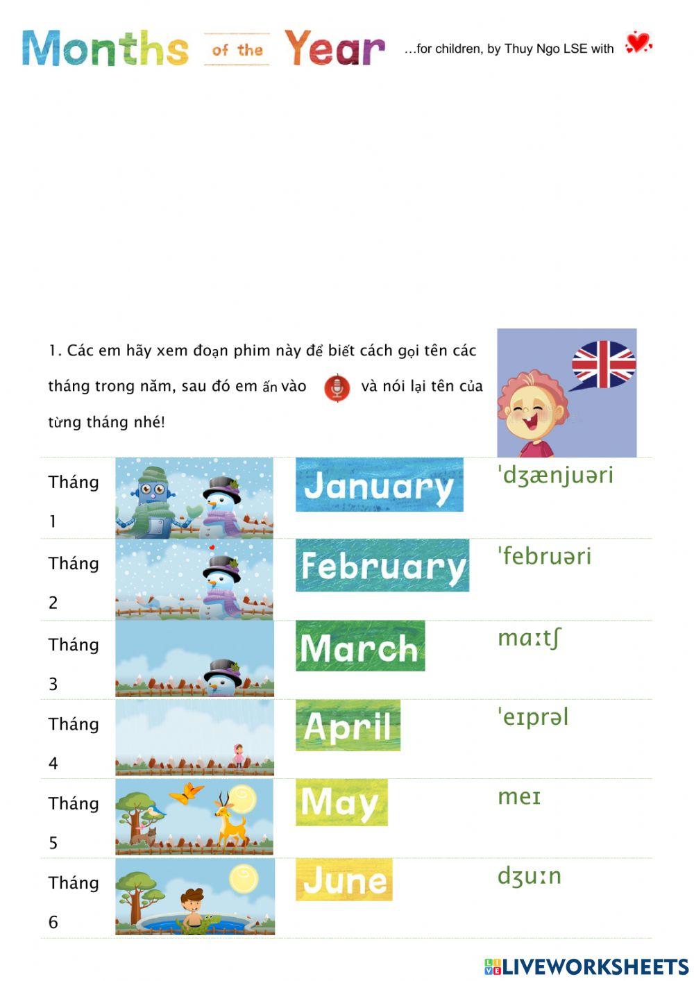 Tieng Anh: Months of the Year