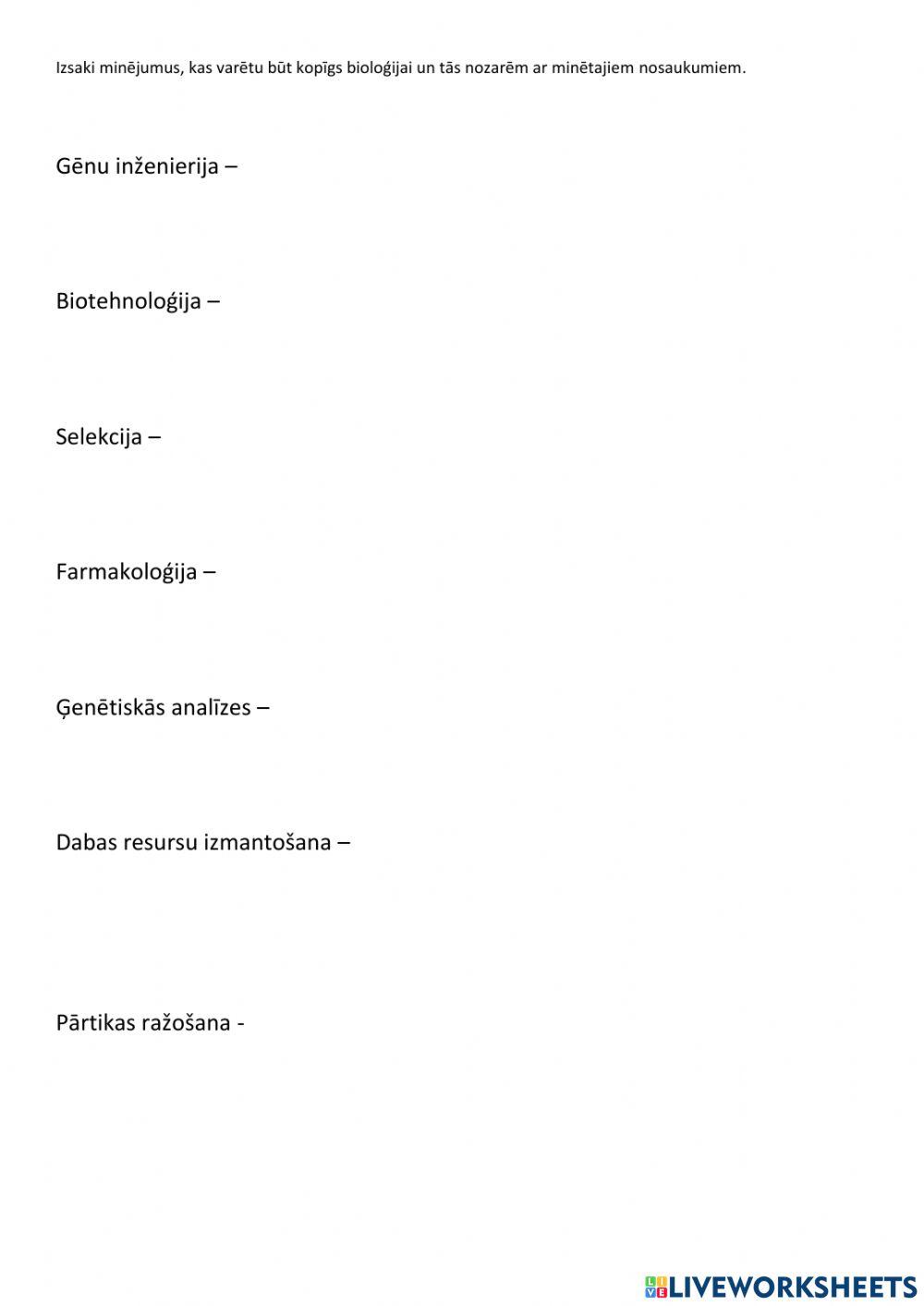 Bioloģijas nozares, zinātnieki, atklājumi.