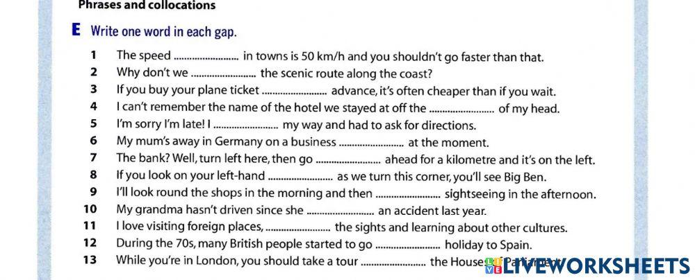 B2 unit 2 exercise E