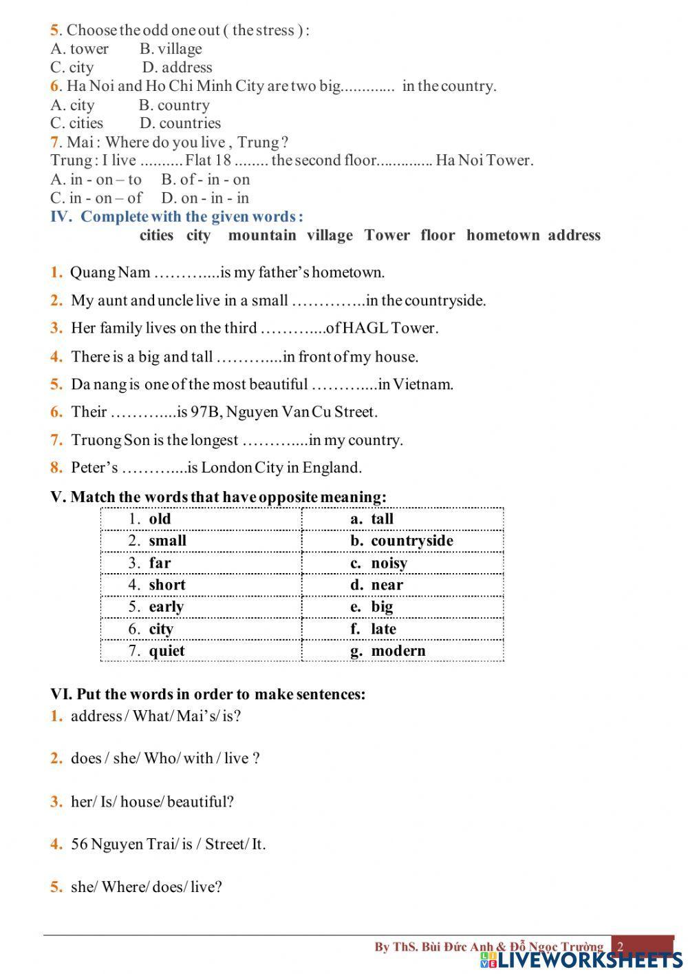 Unit 1: What's your address?