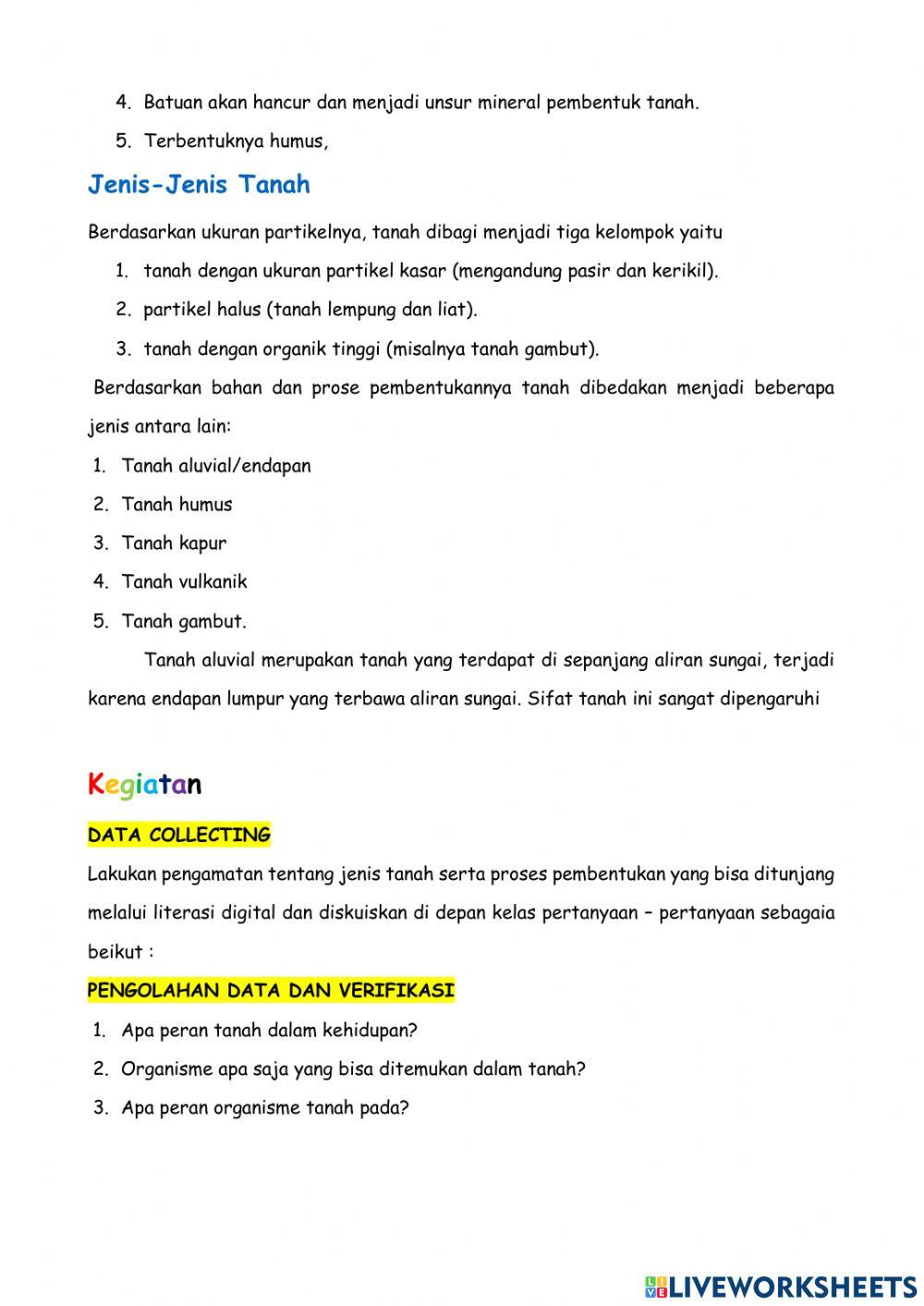 Lkpd 3.9-01 TANAH DAN KEBERLANGSUNGAN KEHIDUPAN 1