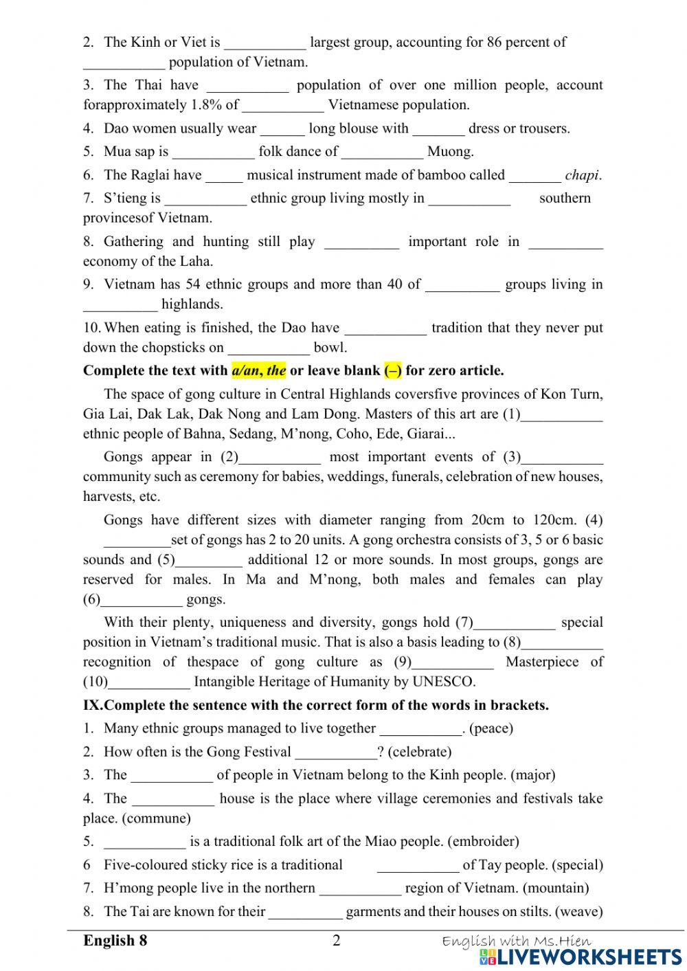 Unit 3: Peoples of Vietnam (W3)