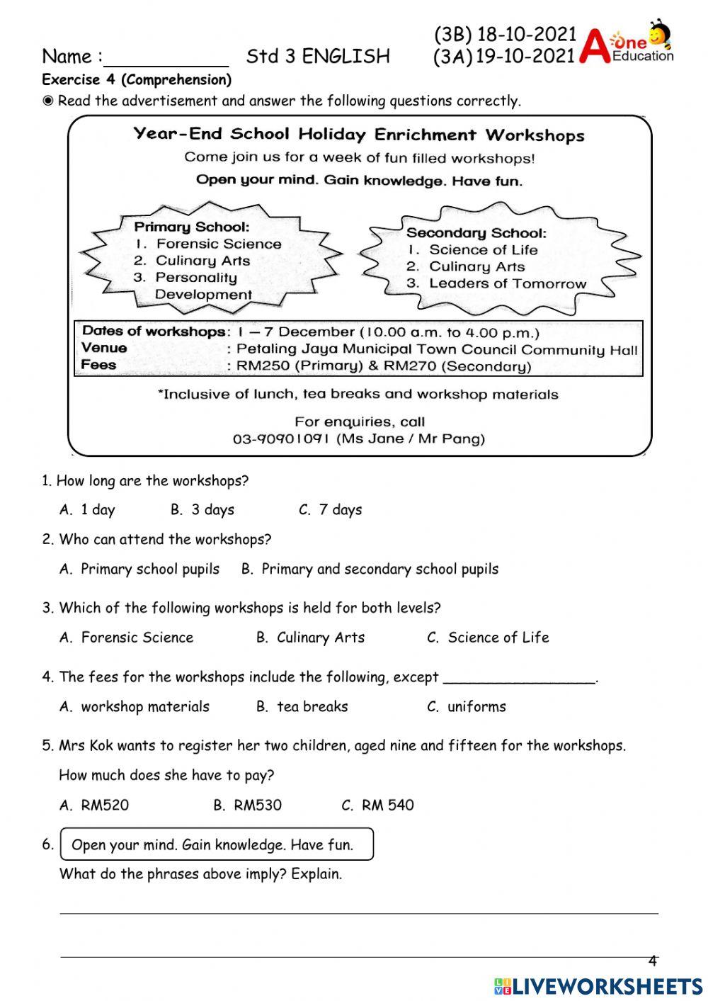 Std 3A & 3B ENG 25&261021