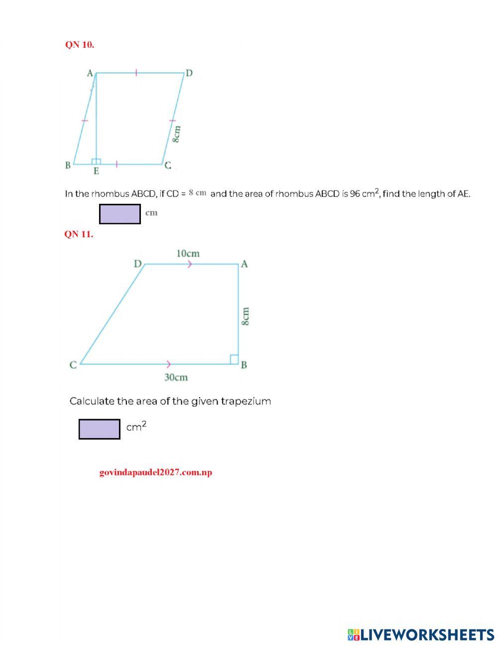 Geometry interactive exercise for 10 | Live Worksheets