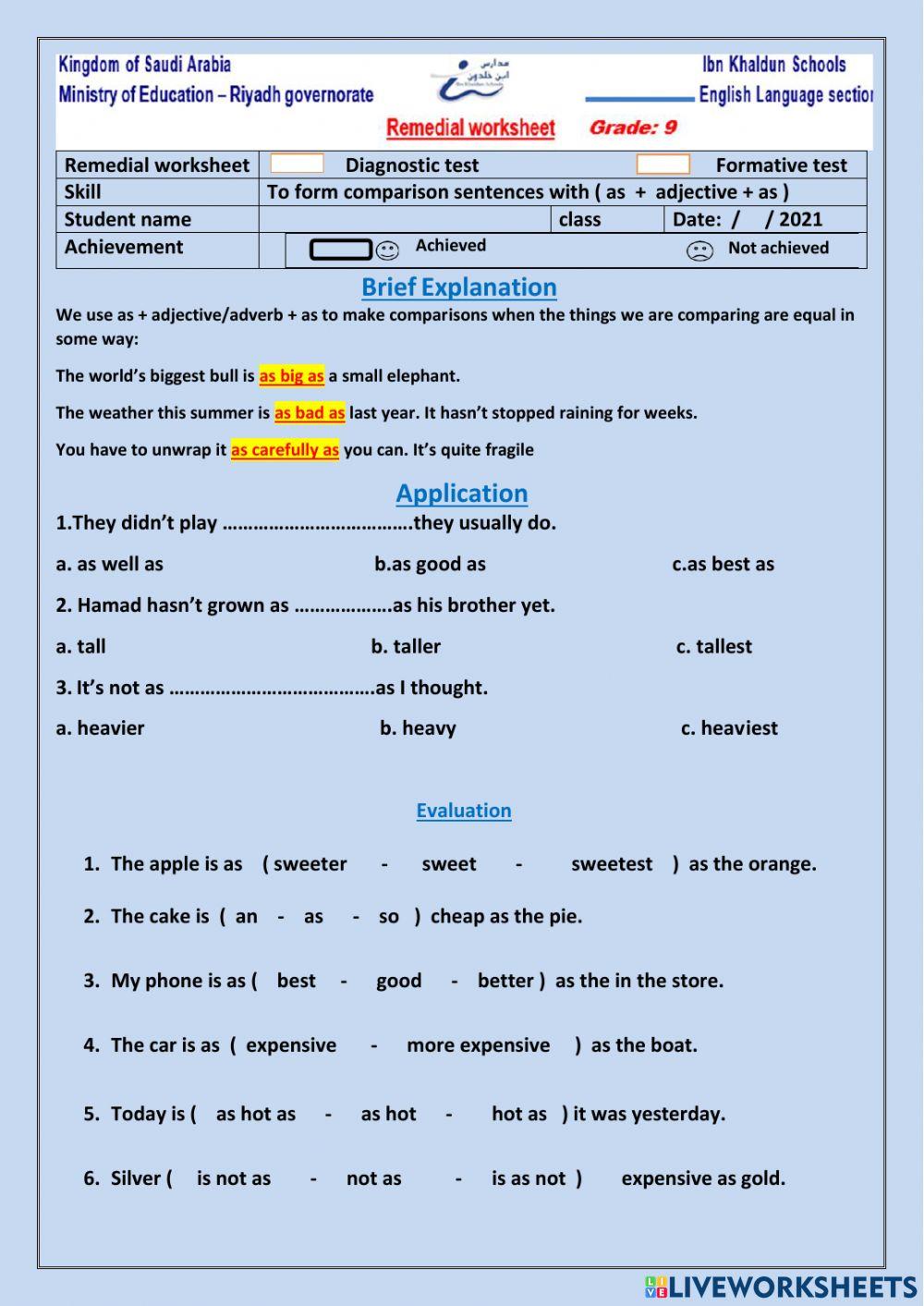 SG5 Grammar worksheet 1