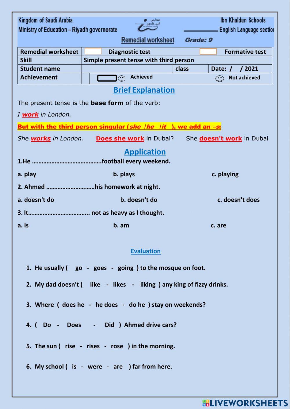 SG5 Grammar worksheet 2