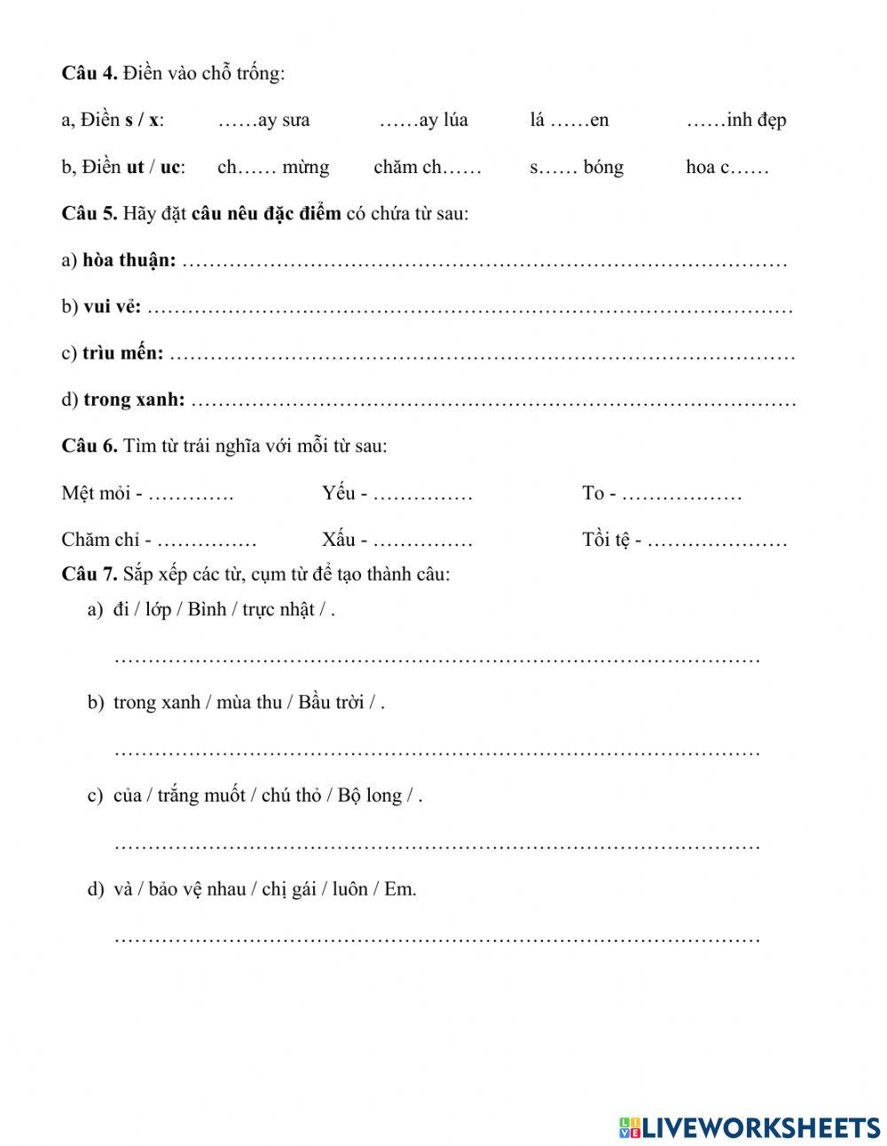 Tiếng VIệt - Đề 1