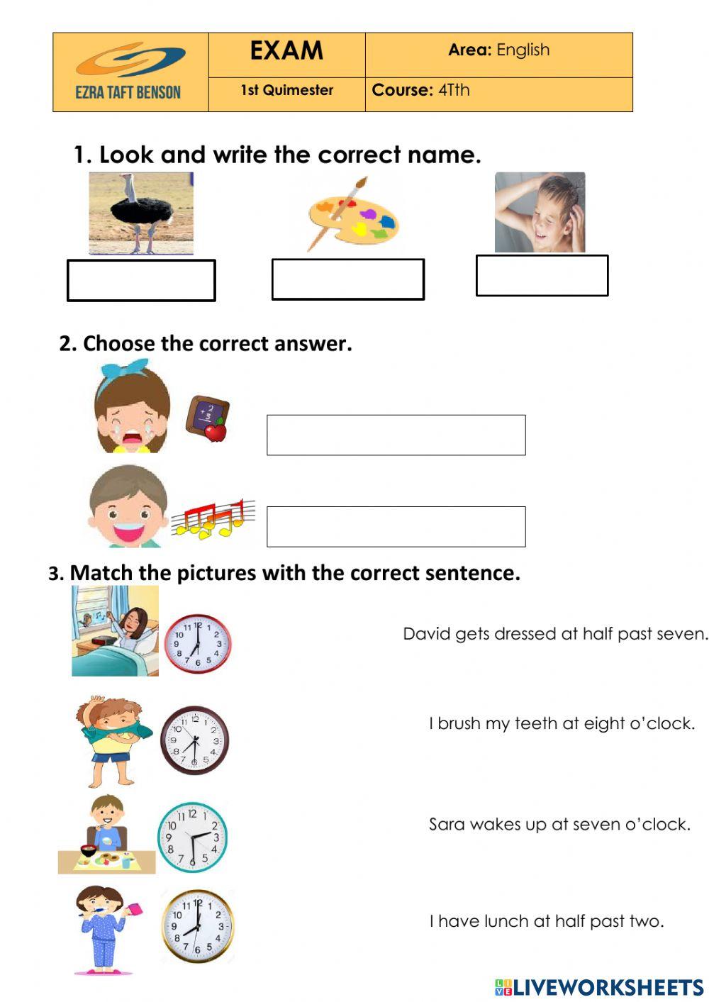 Diana veliz 1st q uimester exam 4th grade 5169001