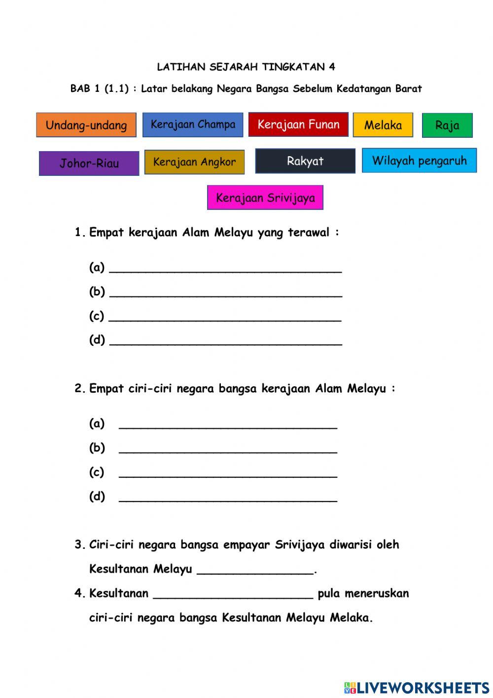 Bab 1 : Warisan Negara Bangsa (1.1)