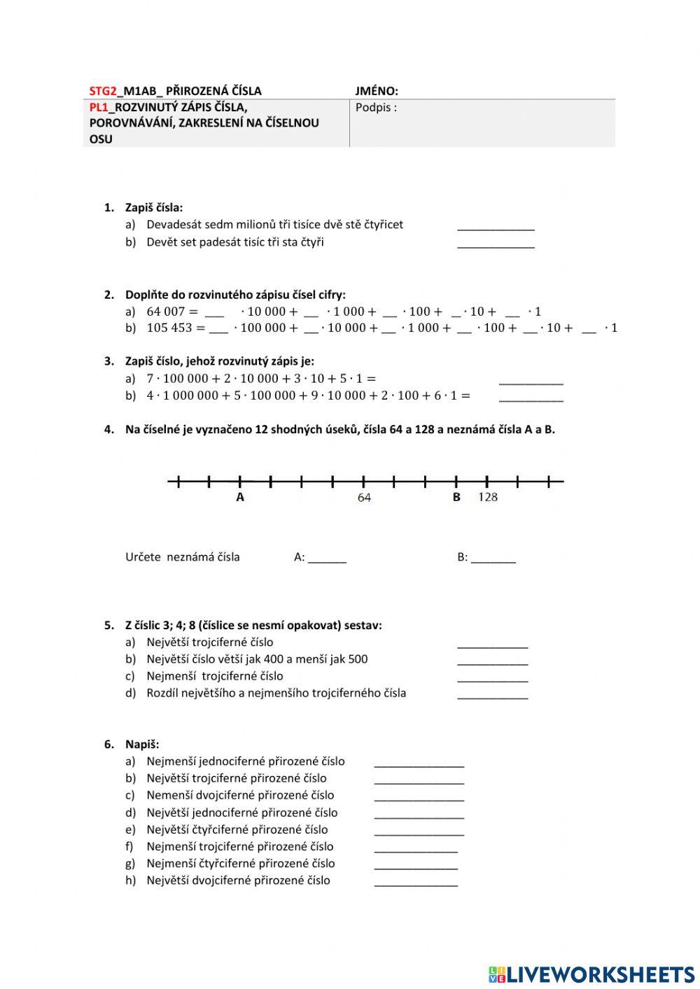 PL1-STG2-Z8pis přirozených čísel