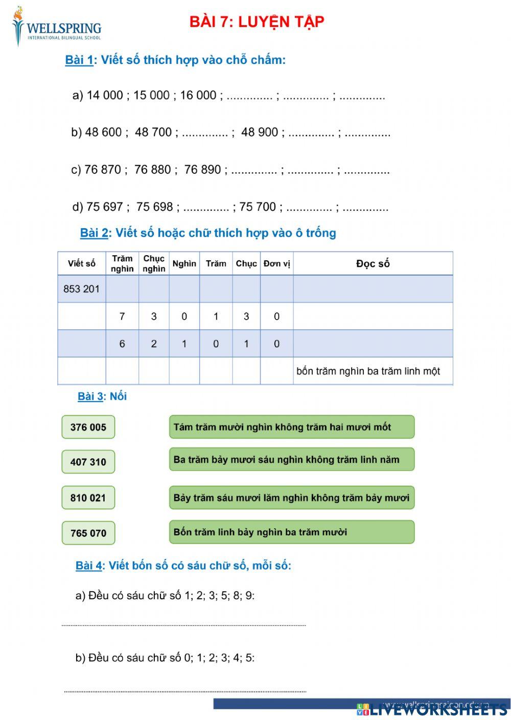 Bài 7: luyện tập