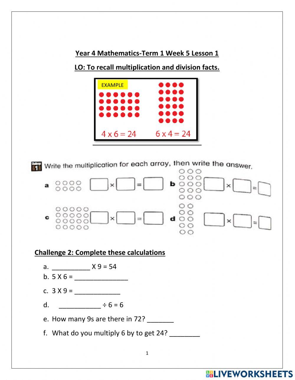 DIS Maths term 1 week 5 lesson 1
