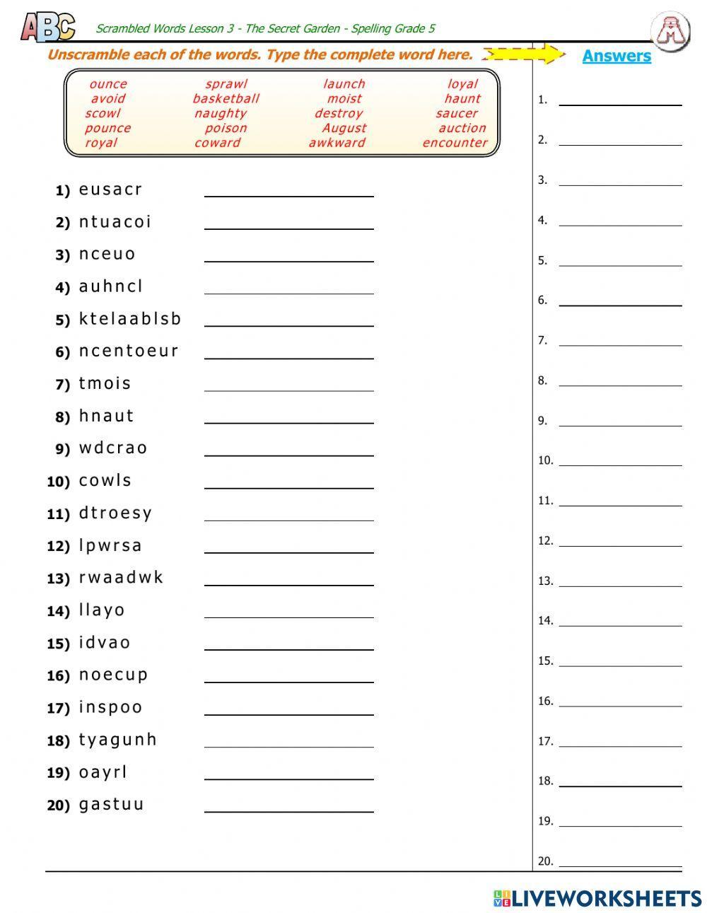 1409689 Lesson 3 Unscramble words mflores_2