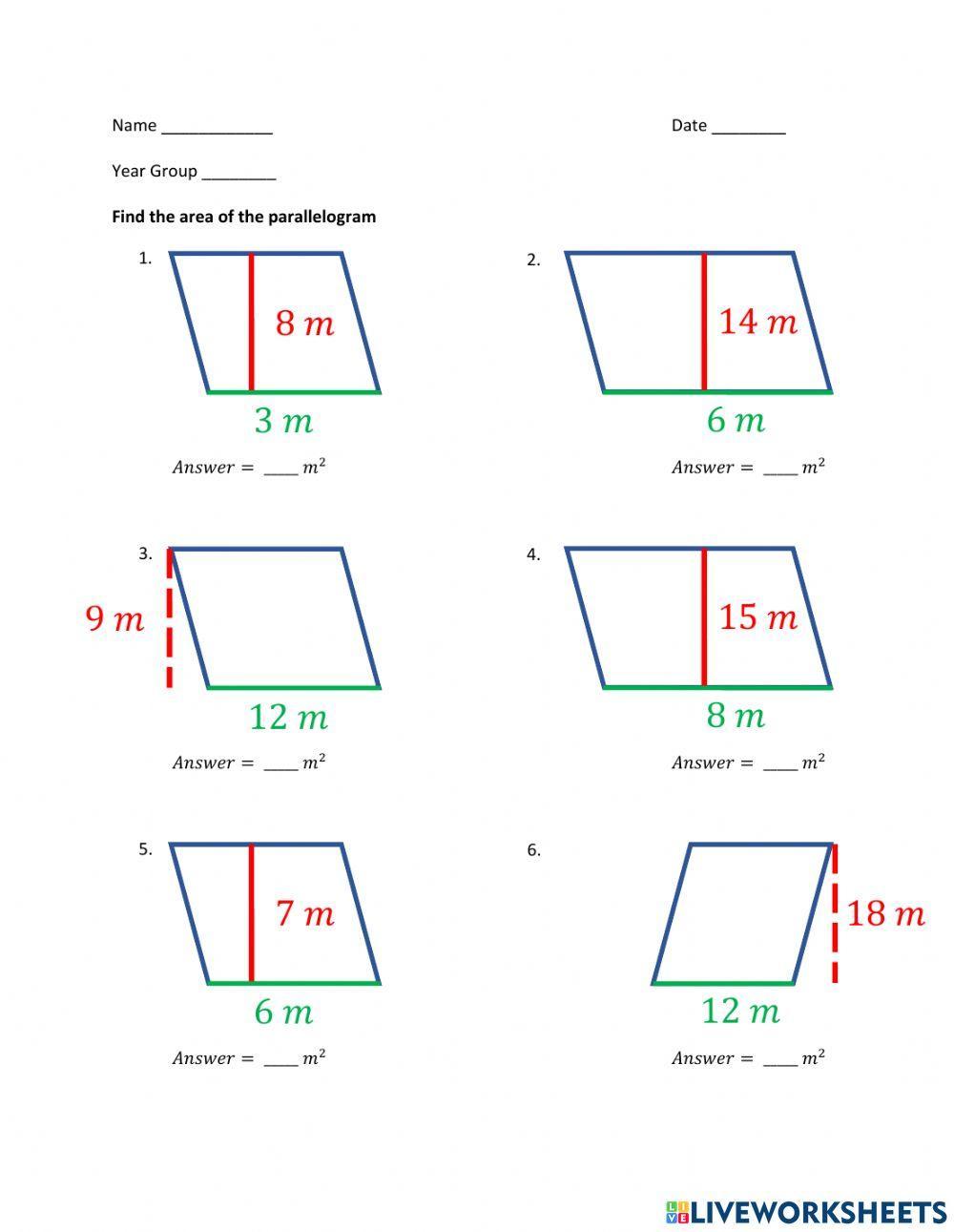 Area - Parallelograms