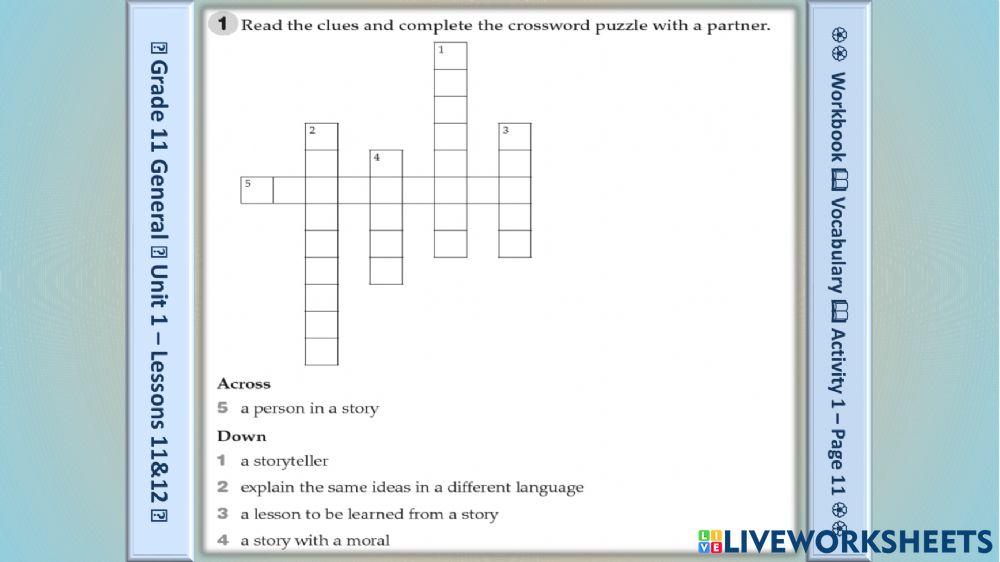 11G English - Unit 1 Lessons 11-12 Fables Workbook